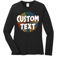 Custom Text Retro Colorful Logo Personalized Design Ladies Long Sleeve Shirt