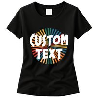 Custom Text Retro Colorful Logo Personalized Design Womens T-Shirt
