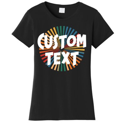 Custom Text Retro Colorful Logo Personalized Design Women's T-Shirt