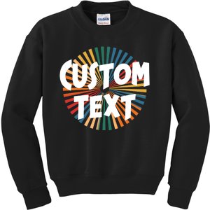 Custom Text Retro Colorful Logo Personalized Design Kids Sweatshirt