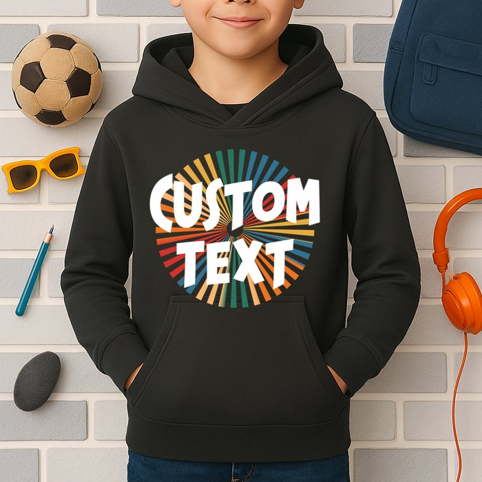 Custom Text Retro Colorful Logo Personalized Design Kids Hoodie