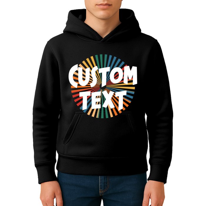 Custom Text Retro Colorful Logo Personalized Design Kids Hoodie