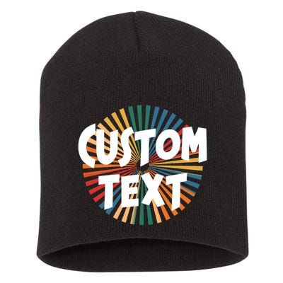 Custom Text Retro Colorful Logo Personalized Design Short Acrylic Beanie