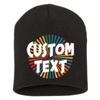 Custom Text Retro Colorful Logo Personalized Design Short Acrylic Beanie