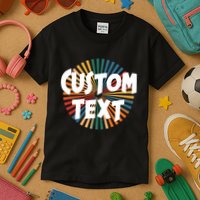 Custom Text Retro Colorful Logo Personalized Design Kids T-Shirt