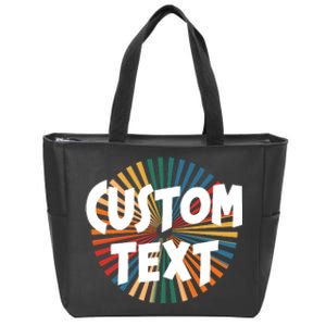 Custom Text Retro Colorful Logo Personalized Design Zip Tote Bag