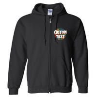 Custom Text Retro Colorful Logo Personalized Design Full Zip Hoodie