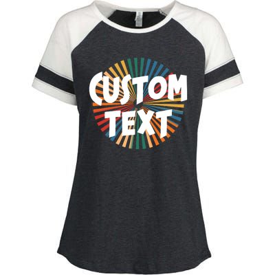 Custom Text Retro Colorful Logo Personalized Design Enza Ladies Jersey Colorblock Tee