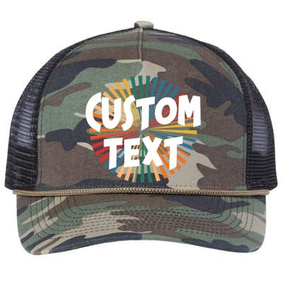 Custom Text Retro Colorful Logo Personalized Design Retro Rope Trucker Hat Cap