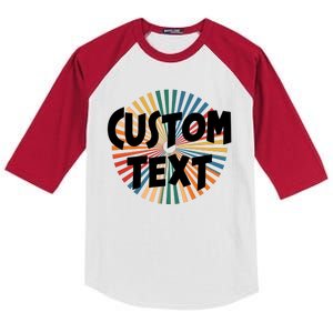 Custom Text Retro Colorful Logo Personalized Design Kids Colorblock Raglan Jersey