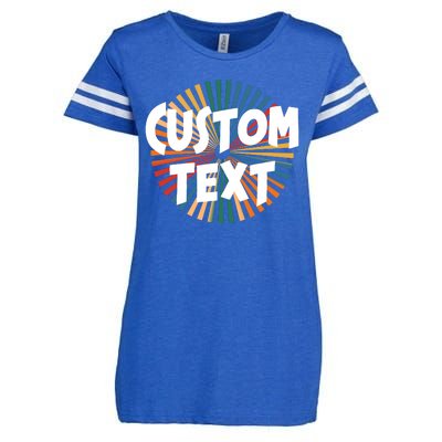 Custom Text Retro Colorful Logo Personalized Design Enza Ladies Jersey Football T-Shirt