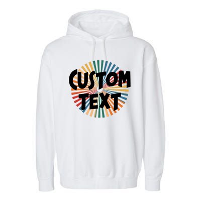 Custom Text Retro Colorful Logo Personalized Design Garment-Dyed Fleece Hoodie