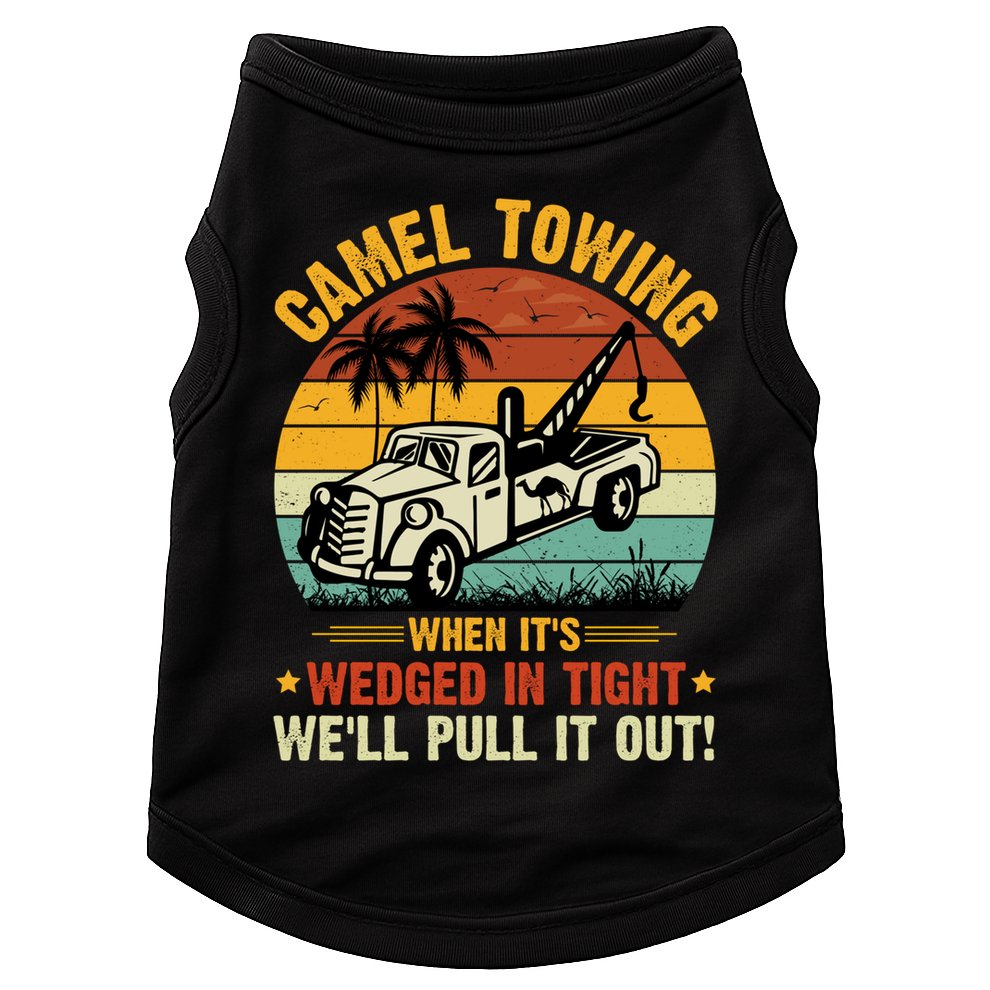 Camel Towing Retro Adult Humor Saying Funny Halloween Gift Doggie Tank