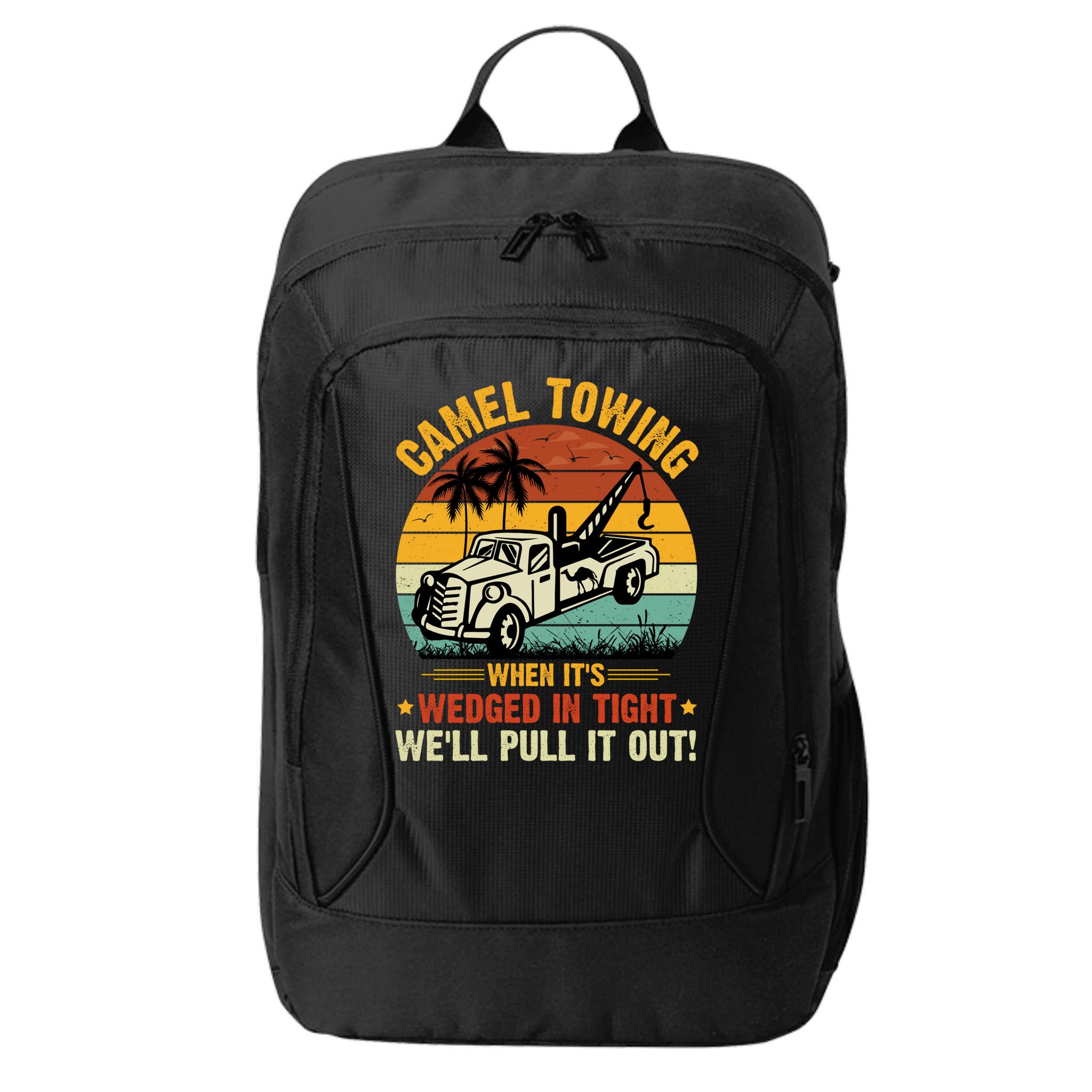 Camel Towing Retro Adult Humor Saying Funny Halloween Gift City Backpack