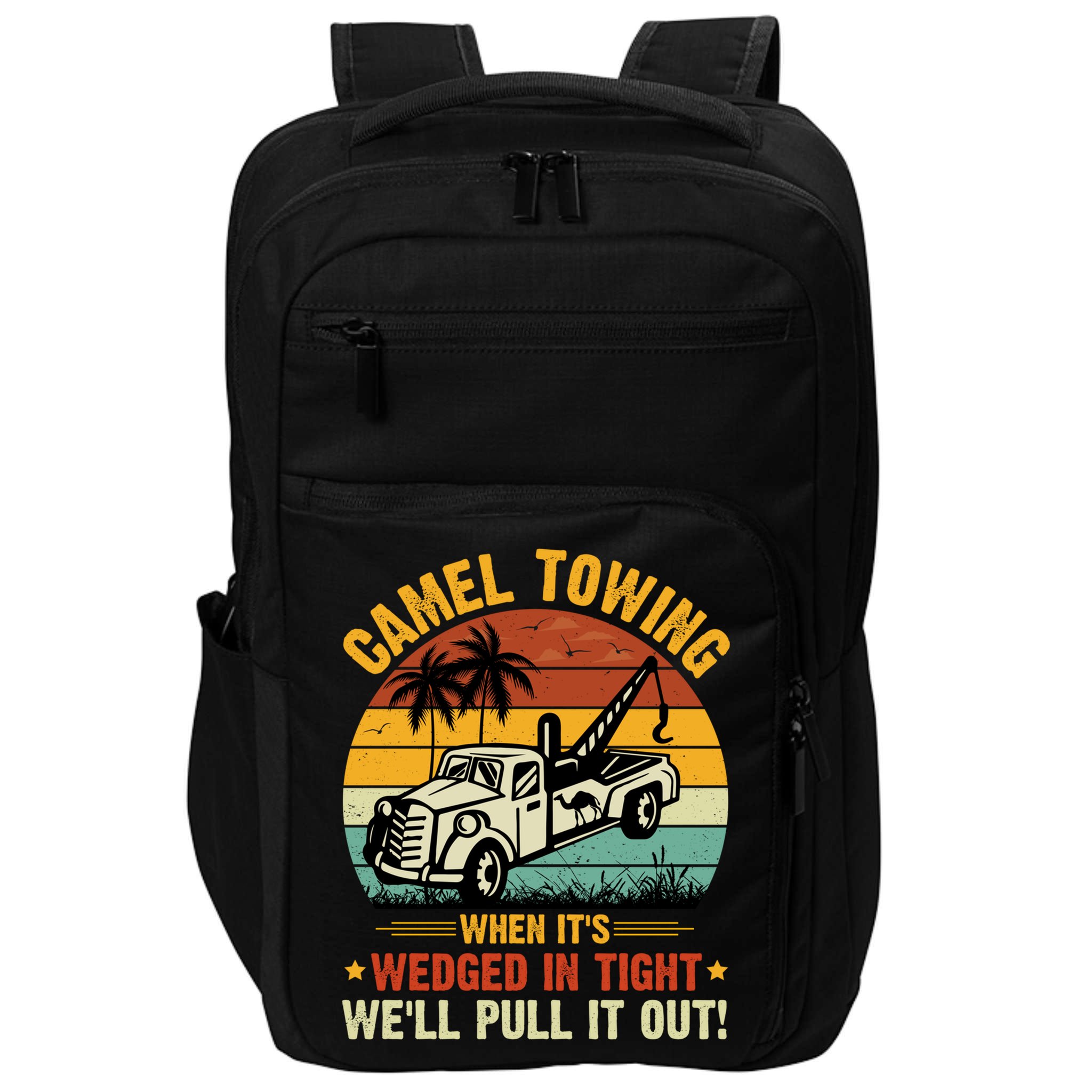 Camel Towing Retro Adult Humor Saying Funny Halloween Gift Impact Tech Backpack