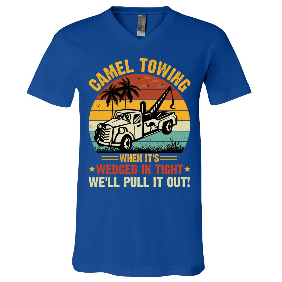 Camel Towing Retro Adult Humor Saying Funny Halloween Gift V-Neck T-Shirt