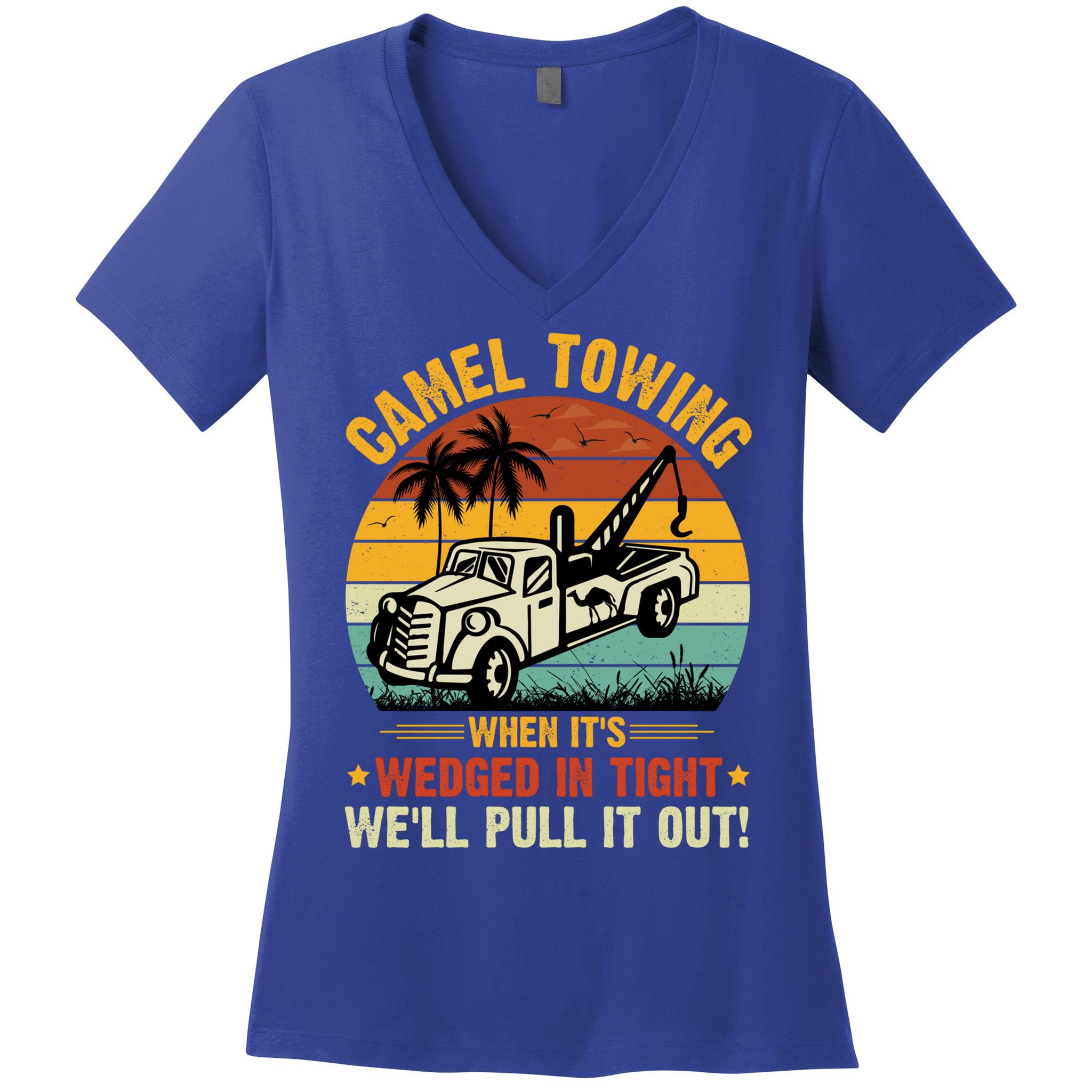 Camel Towing Retro Adult Humor Saying Funny Halloween Gift Women's V-Neck T-Shirt