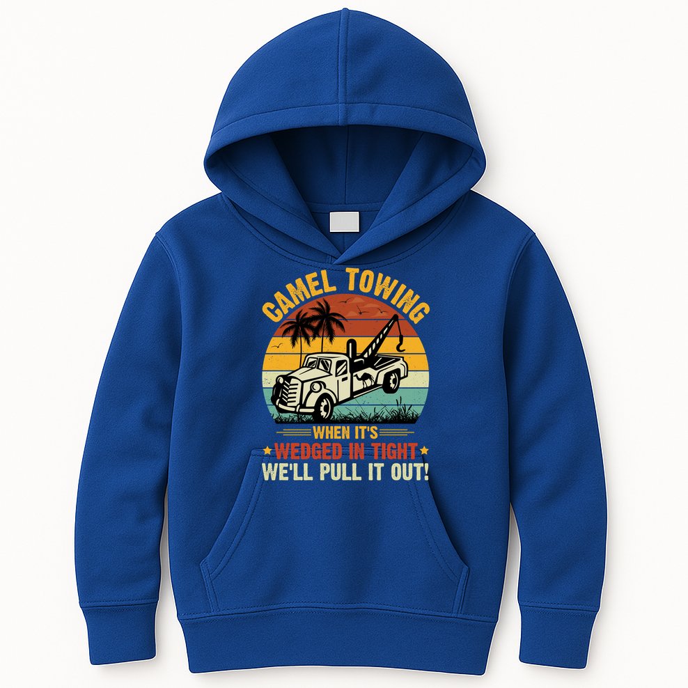 Camel Towing Retro Adult Humor Saying Funny Halloween Gift Kids Hoodie