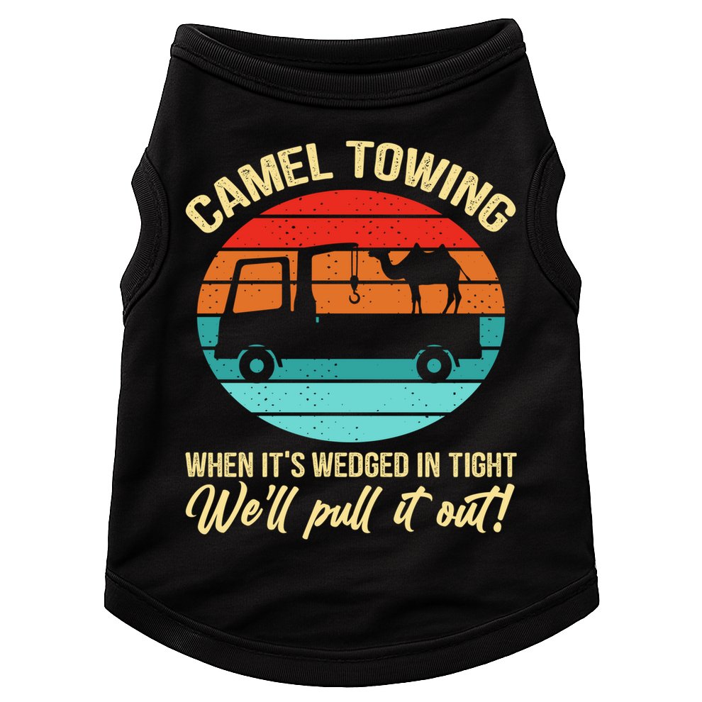 Camel Towing Retro Adult Humor Saying Funny Halloween Gift Doggie Tank