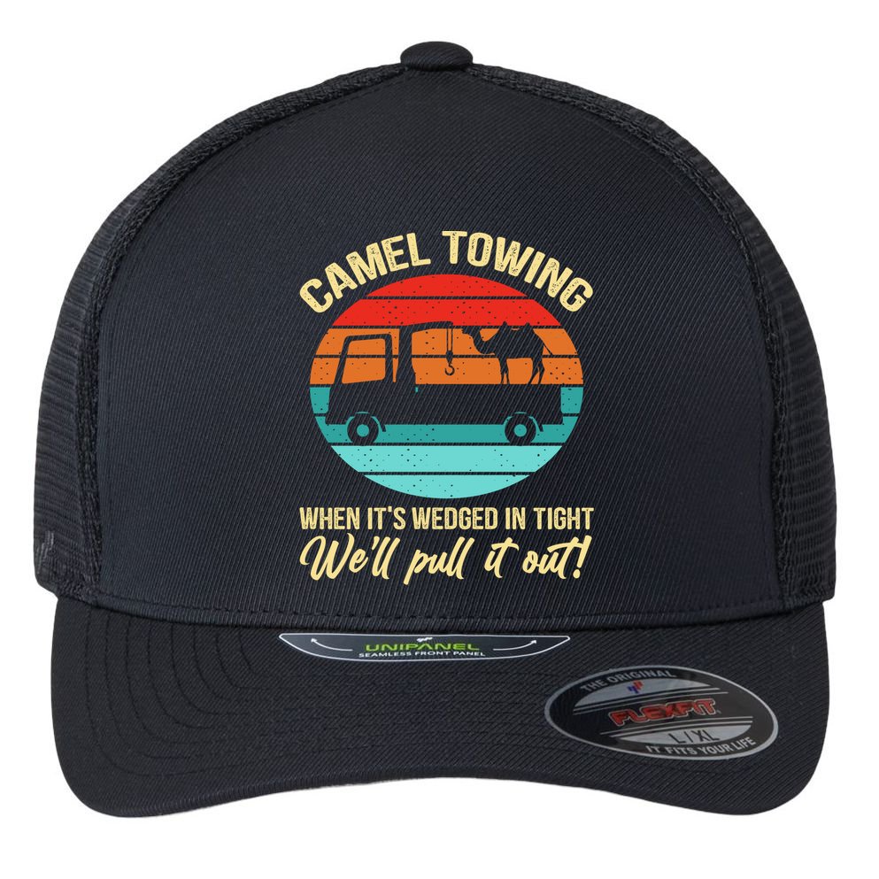 Camel Towing Retro Adult Humor Saying Funny Halloween Gift Flexfit Unipanel Trucker Cap