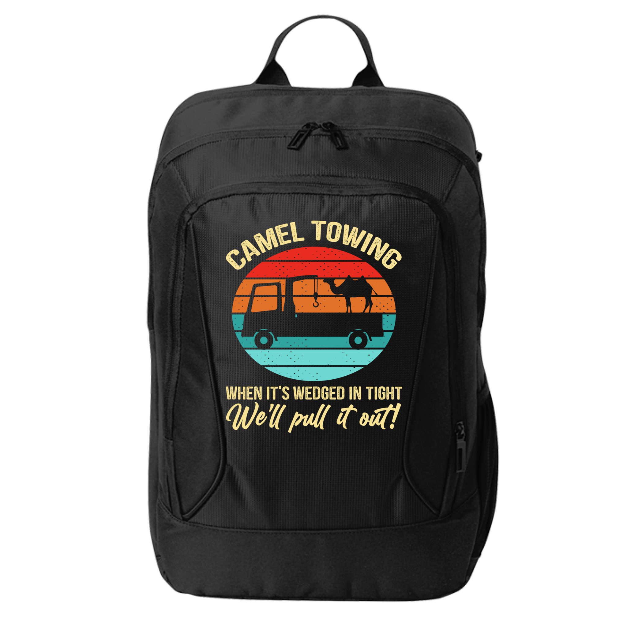 Camel Towing Retro Adult Humor Saying Funny Halloween Gift City Backpack