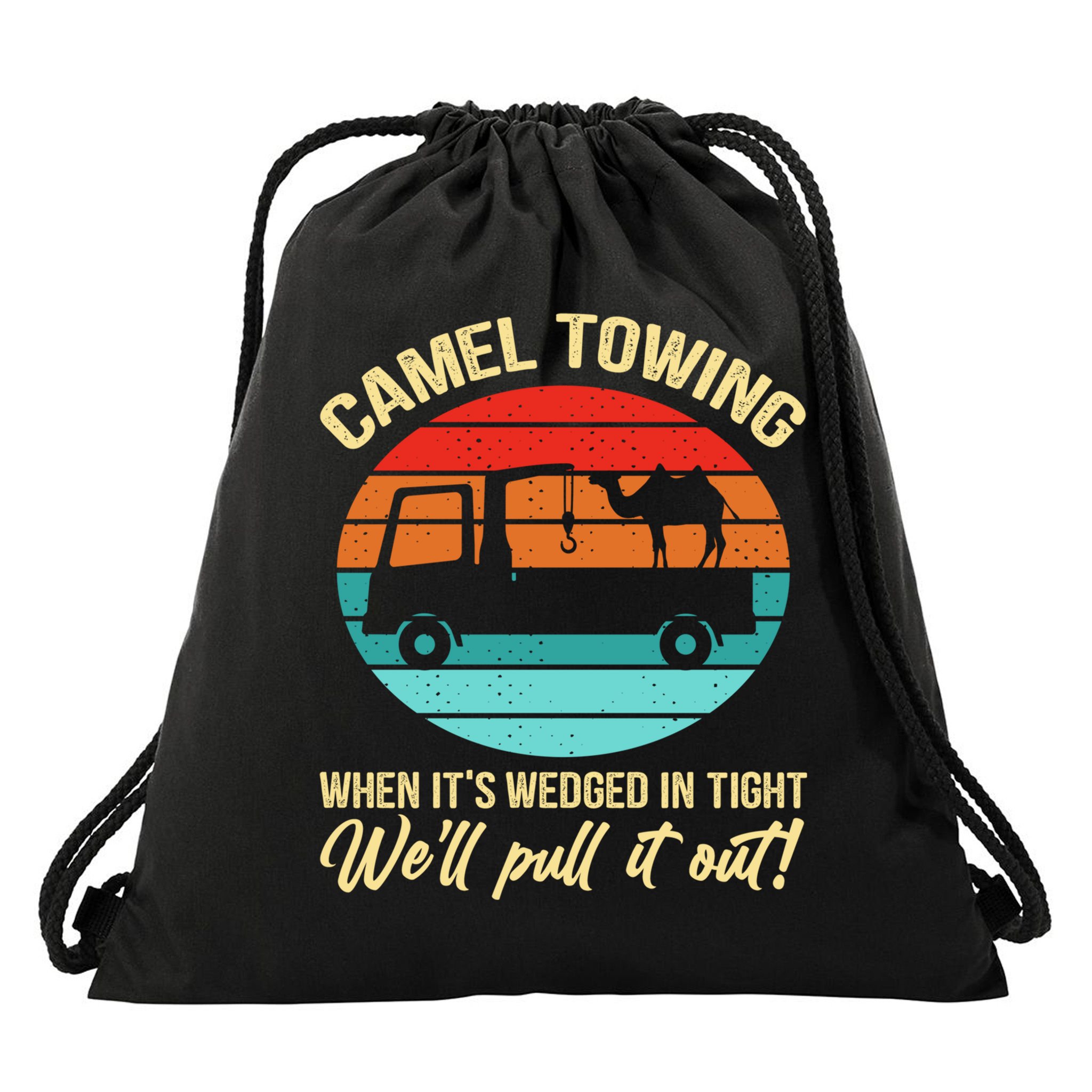 Camel Towing Retro Adult Humor Saying Funny Halloween Gift Drawstring Bag