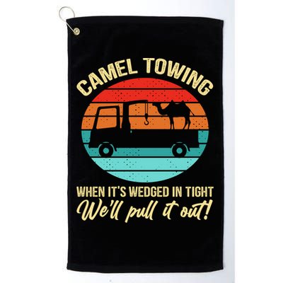 Camel Towing Retro Adult Humor Saying Funny Halloween Gift Golf Towel