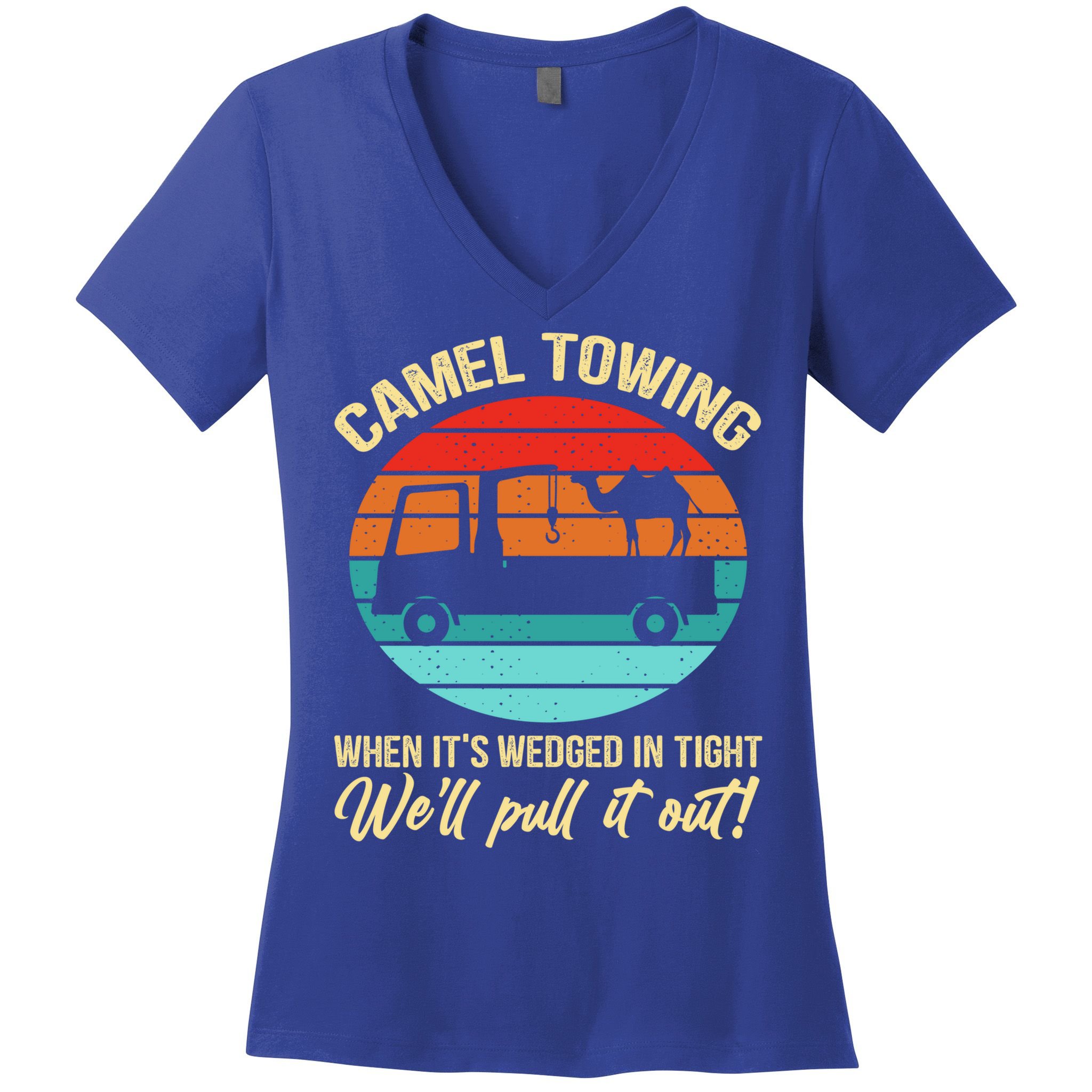 Camel Towing Retro Adult Humor Saying Funny Halloween Gift Women's V-Neck T-Shirt