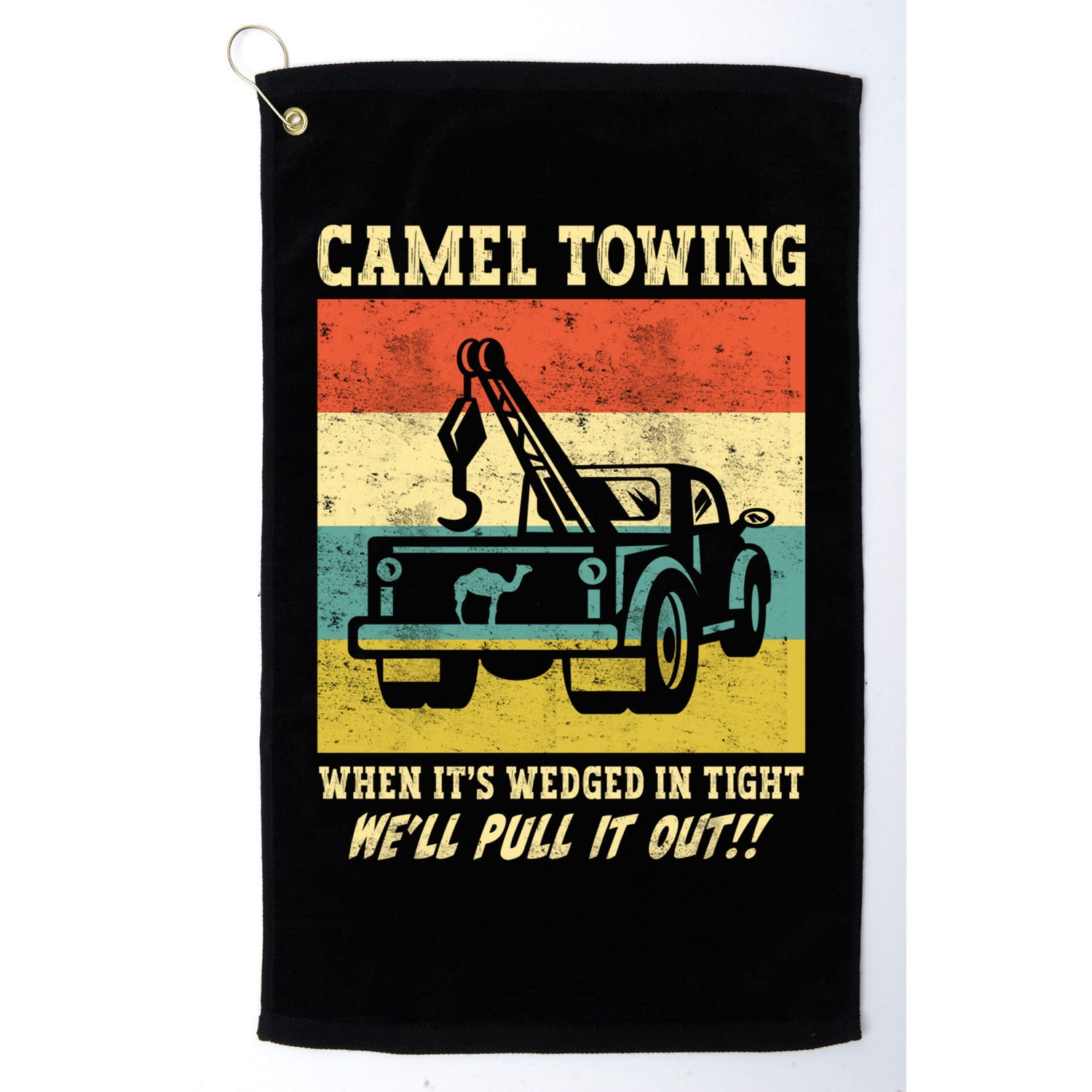 Camel Towing Retro Adult Humor Saying Funny Halloween Cool Gift Golf Towel