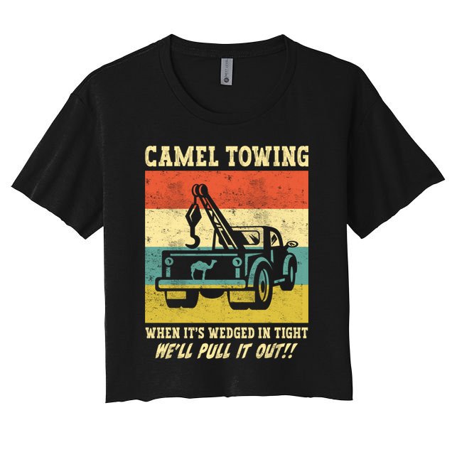 Camel Towing Retro Adult Humor Saying Funny Halloween Cool Gift Crop Top