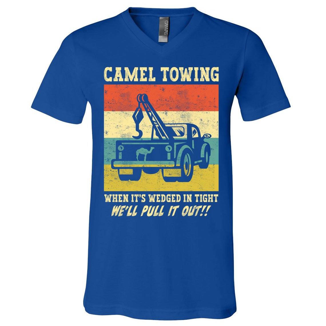 Camel Towing Retro Adult Humor Saying Funny Halloween Cool Gift V-Neck T-Shirt
