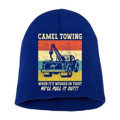 Camel Towing Retro Adult Humor Saying Funny Halloween Cool Gift Short Acrylic Beanie