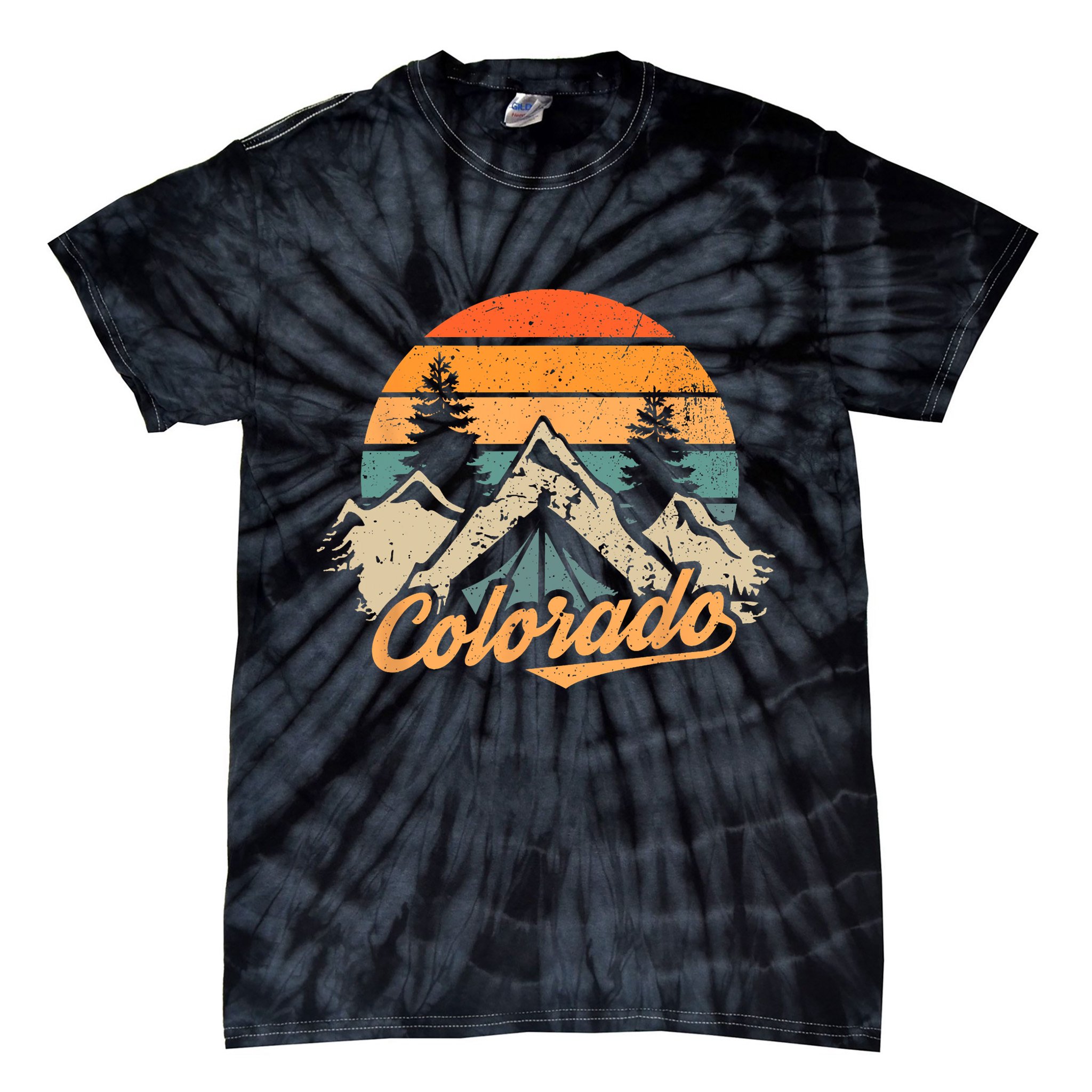 Colorado Tee Retro Vintage Mountains Nature Hiking Tie-Dye T-Shirt