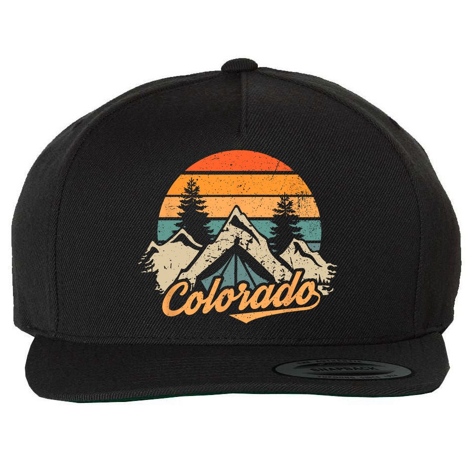 Colorado Tee Retro Vintage Mountains Nature Hiking Wool Snapback Cap
