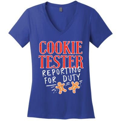 Cookie Tester Reporting Duty Funny Christmas Xmas Gifts Women's V-Neck T-Shirt