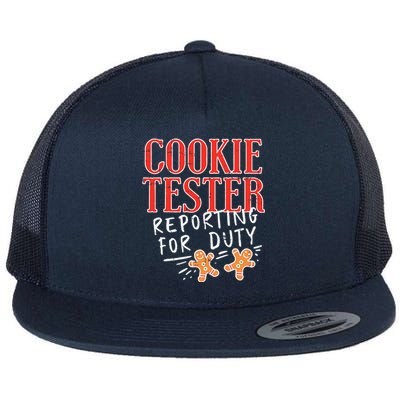 Cookie Tester Reporting Duty Funny Christmas Xmas Gifts Flat Bill Trucker Hat