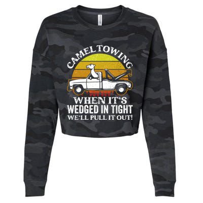 Camel Towing Retro Humor Saying Funny Transport Halloween Gift Cropped Pullover Crew