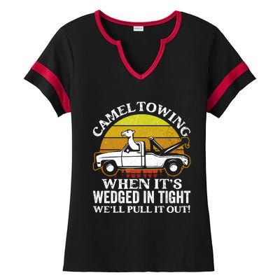 Camel Towing Retro Humor Saying Funny Transport Halloween Gift Ladies Halftime Notch Neck Tee