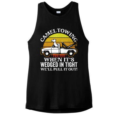 Camel Towing Retro Humor Saying Funny Transport Halloween Gift Ladies PosiCharge Tri-Blend Wicking Tank