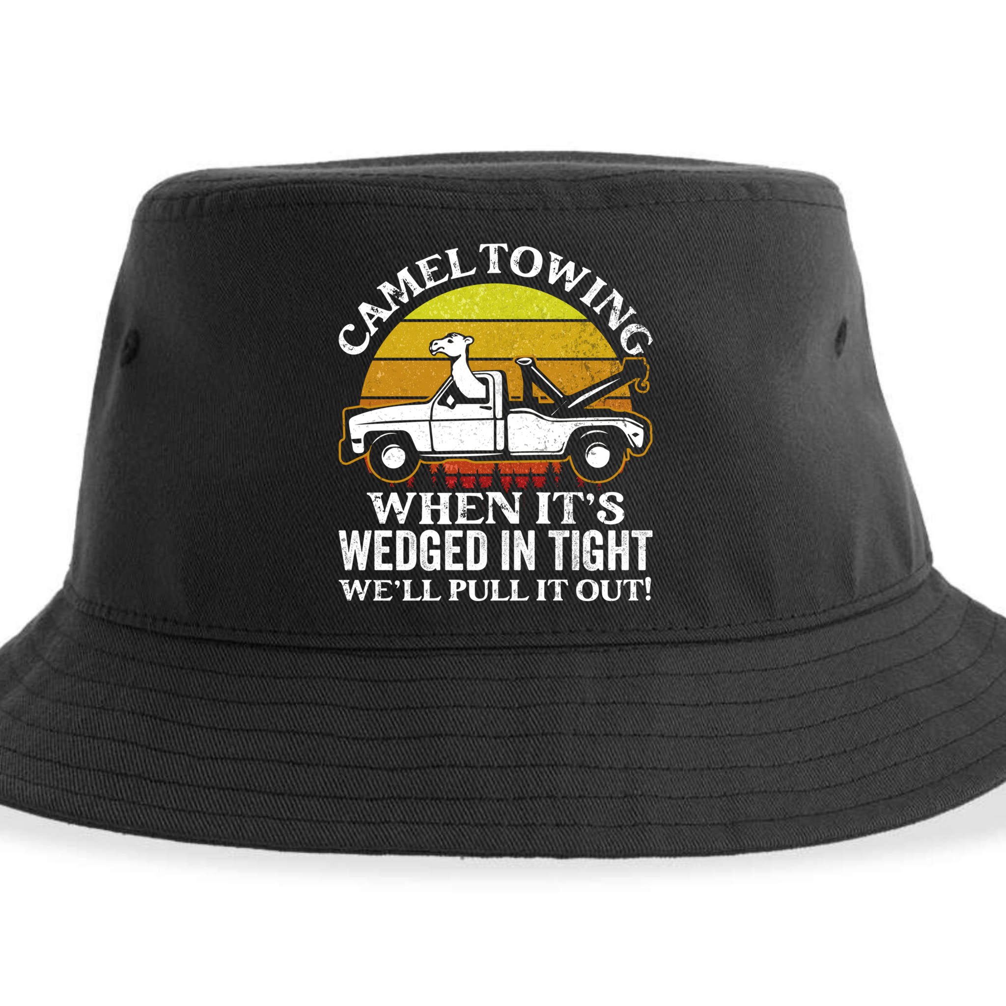 Camel Towing Retro Humor Saying Funny Transport Halloween Gift Sustainable Bucket Hat