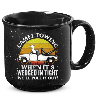 Camel Towing Retro Humor Saying Funny Transport Halloween Gift 15oz Campfire Ceramic Mug