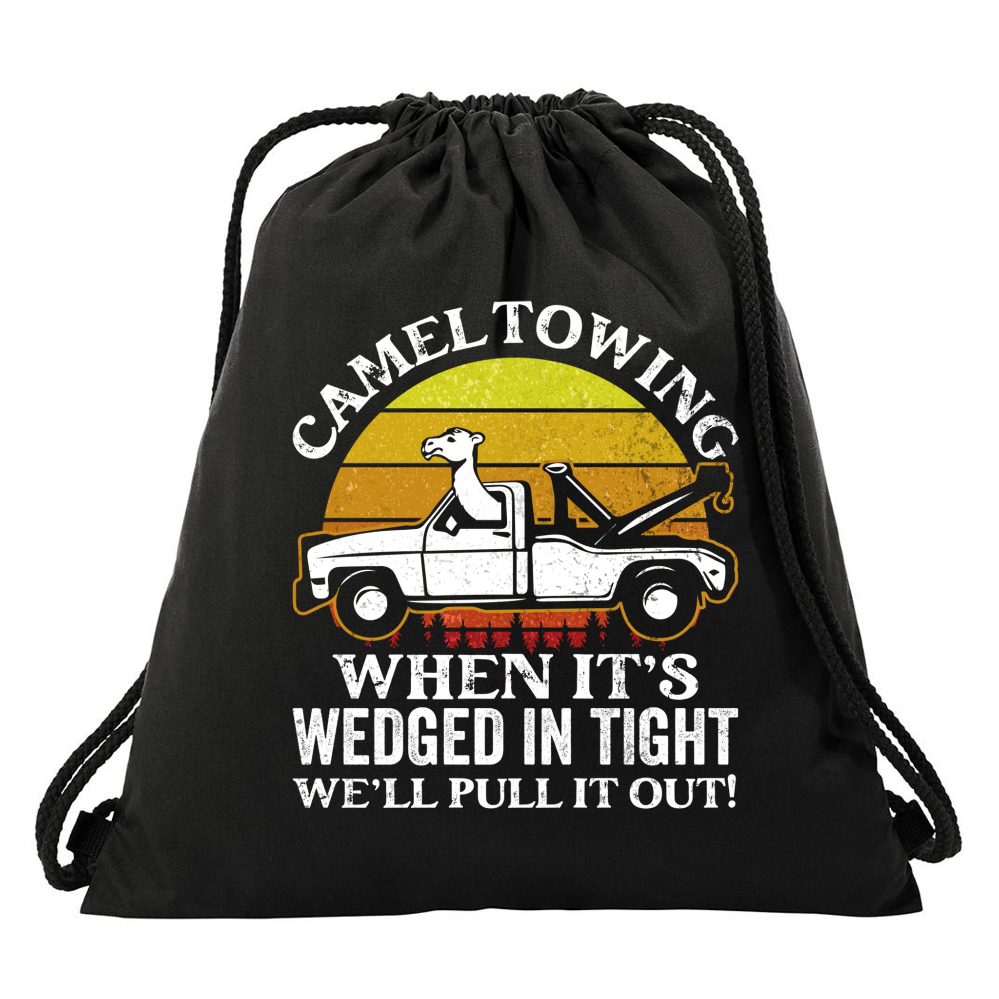 Camel Towing Retro Humor Saying Funny Transport Halloween Gift Drawstring Bag