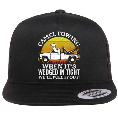 Camel Towing Retro Humor Saying Funny Transport Halloween Gift Flat Bill Trucker Hat