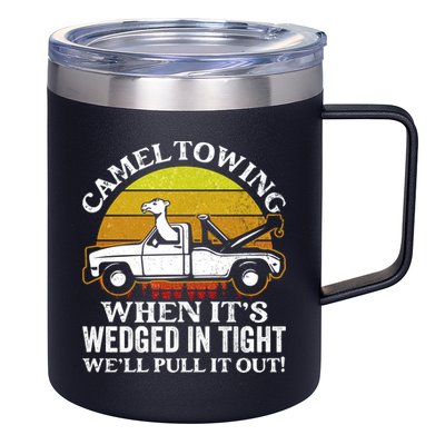 Camel Towing Retro Humor Saying Funny Transport Halloween Gift 12oz Stainless Steel Coffee Mug