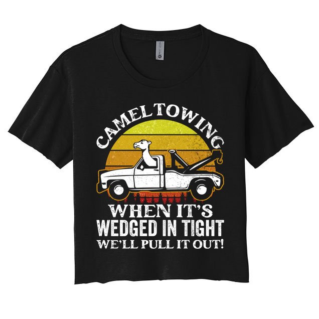 Camel Towing Retro Humor Saying Funny Transport Halloween Gift Crop Top