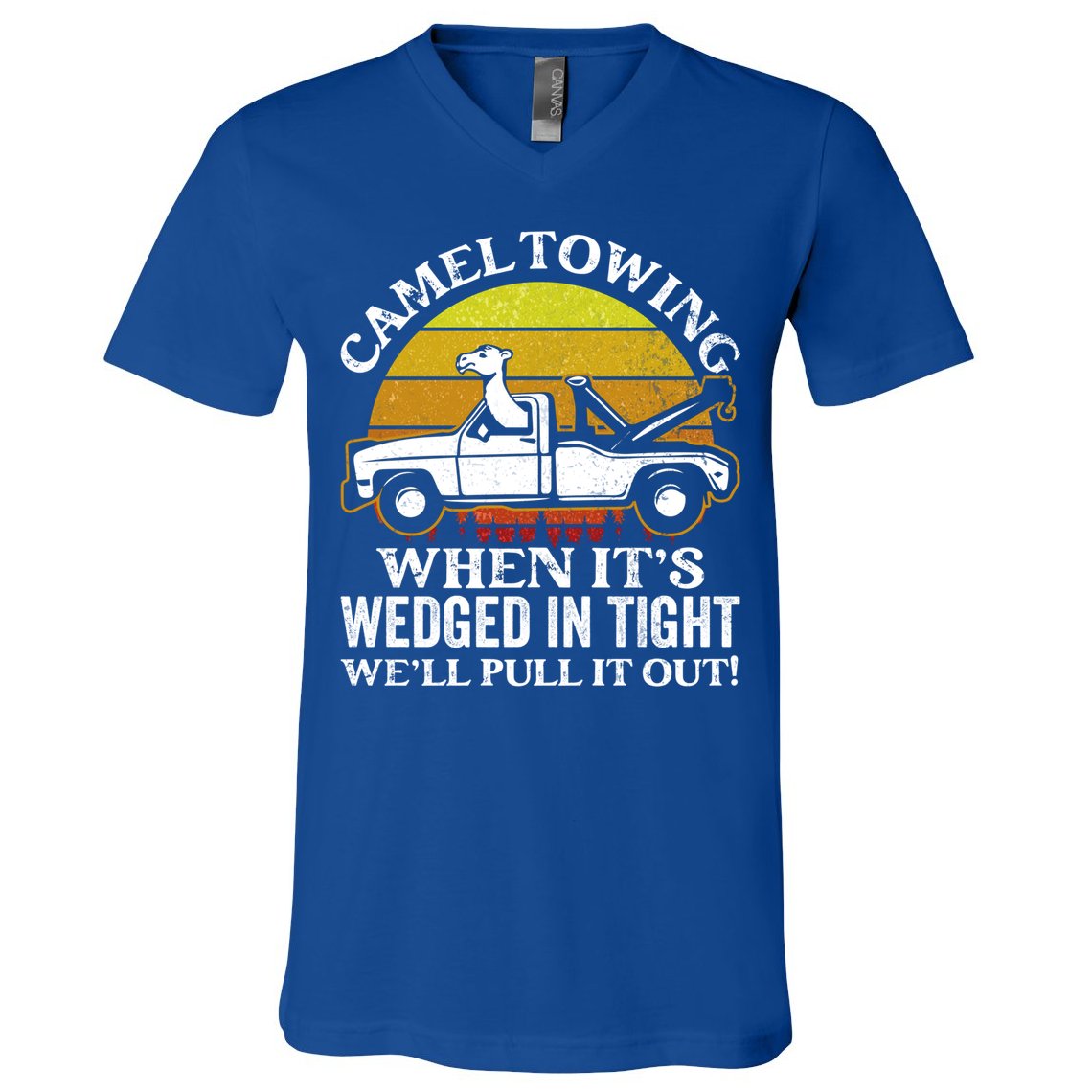 Camel Towing Retro Humor Saying Funny Transport Halloween Gift V-Neck T-Shirt