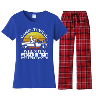 Camel Towing Retro Humor Saying Funny Transport Halloween Gift Women's Flannel Pajama Set