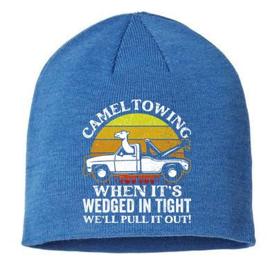 Camel Towing Retro Humor Saying Funny Transport Halloween Gift Sustainable Beanie