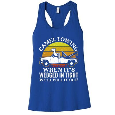 Camel Towing Retro Humor Saying Funny Transport Halloween Gift Women's Racerback Tank