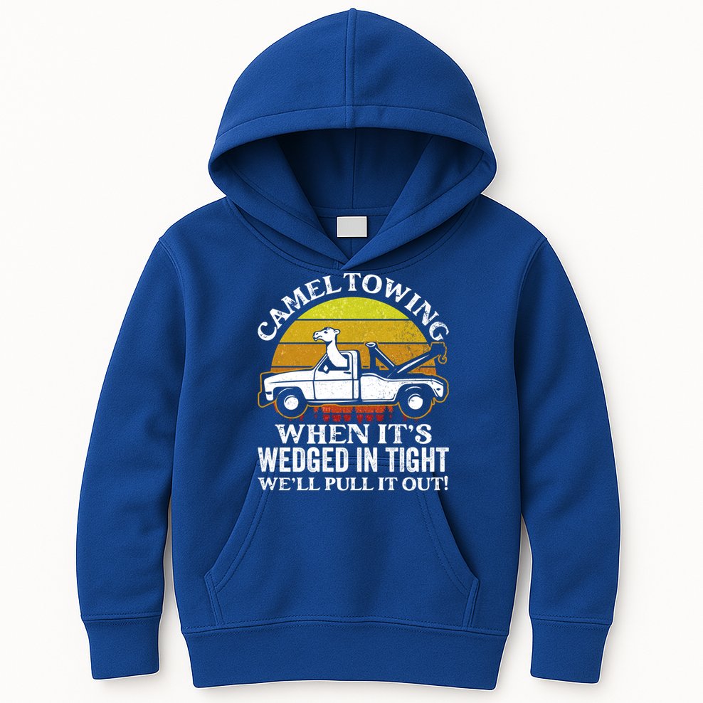 Camel Towing Retro Humor Saying Funny Transport Halloween Gift Kids Hoodie